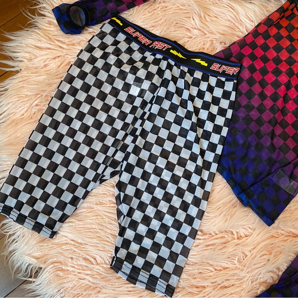 Nwot Current Mood Multi Color Mesh Checkered Long… - image 2